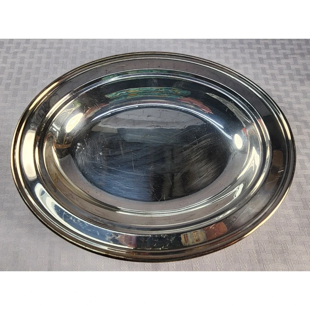 Vintage Silver Plate Oval Server Bowl Deep Platter 11.5
